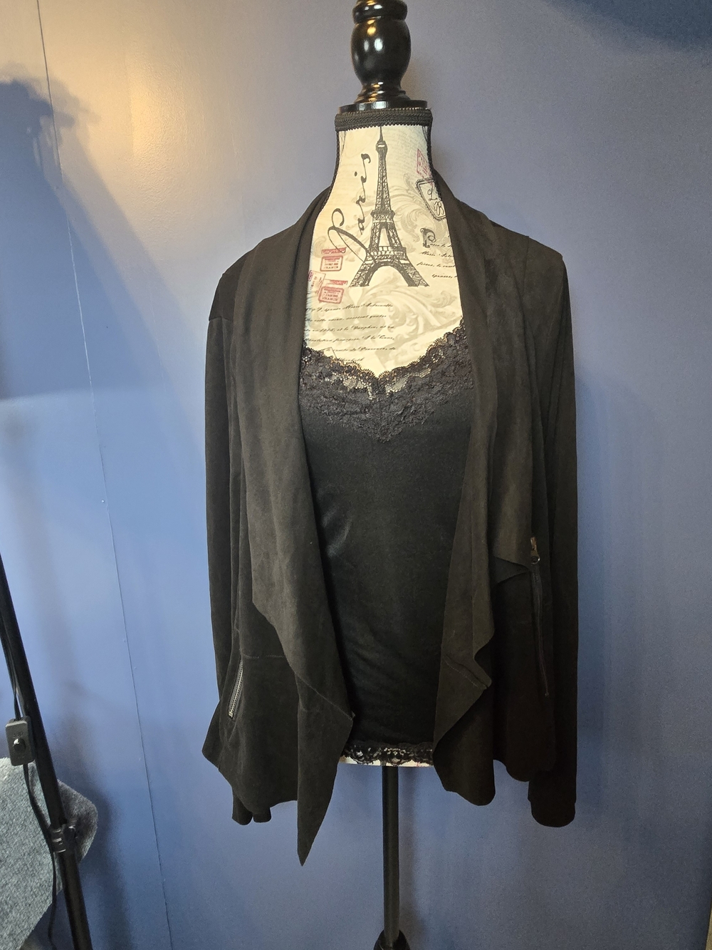 Sofia Jeans Sofia Vergara Faux Suede Jacket Womens XXL Black Draped Moto